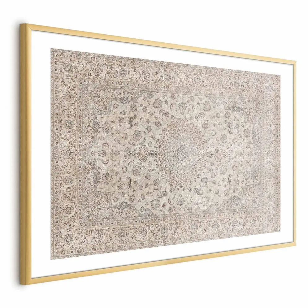 Plakat Piaskowy dywan 30x21 cm z ramą złotą z marginesem | MIRAT.