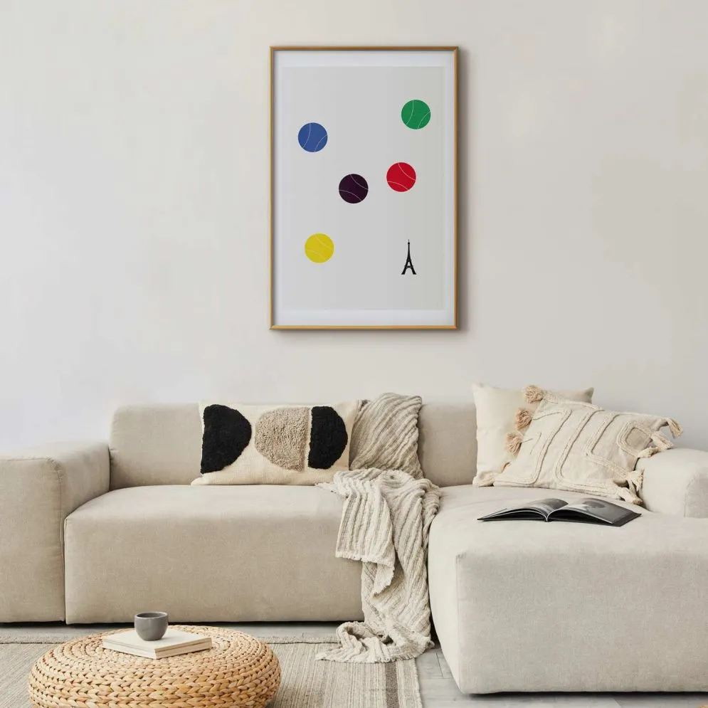 Plakat Wieża Eiffla i tenis 60x90 cm z ramą złotą z marginesem | MIRAT.