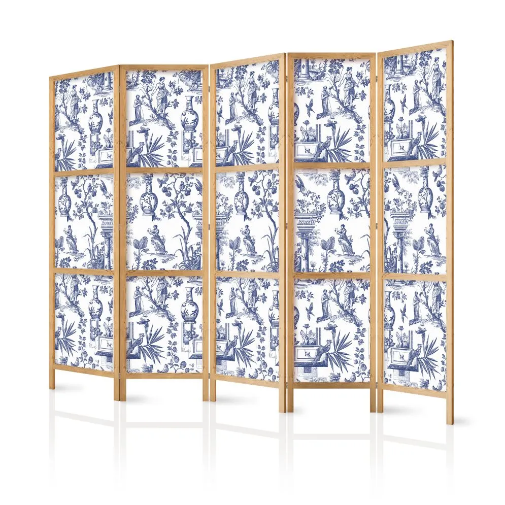 Parawan japoński Abstrakcje 225x172 cm 5-częściowy szary | MIRAT.