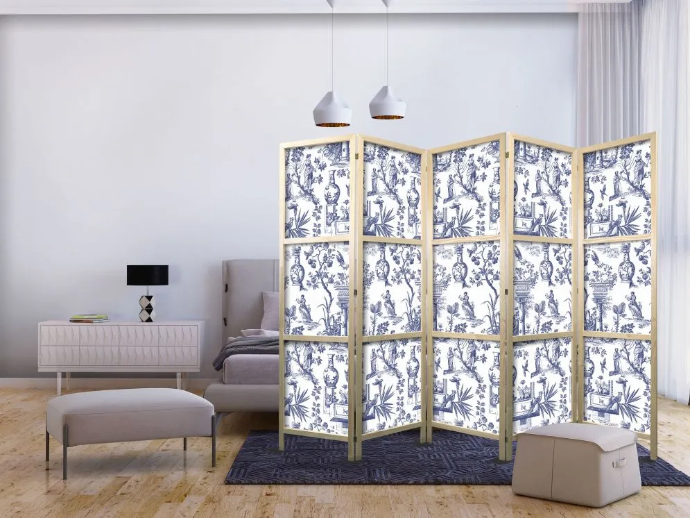 Parawan japoński Abstrakcje 225x172 cm 5-częściowy szary | MIRAT.
