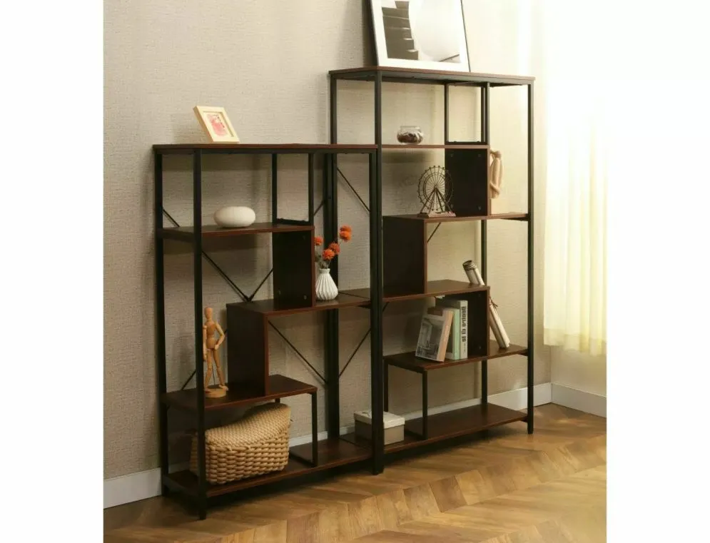 Regał na książki NET B ciemny orzech/czarny mat do salonu I sklep meblowy MIRAT. styl LOFT