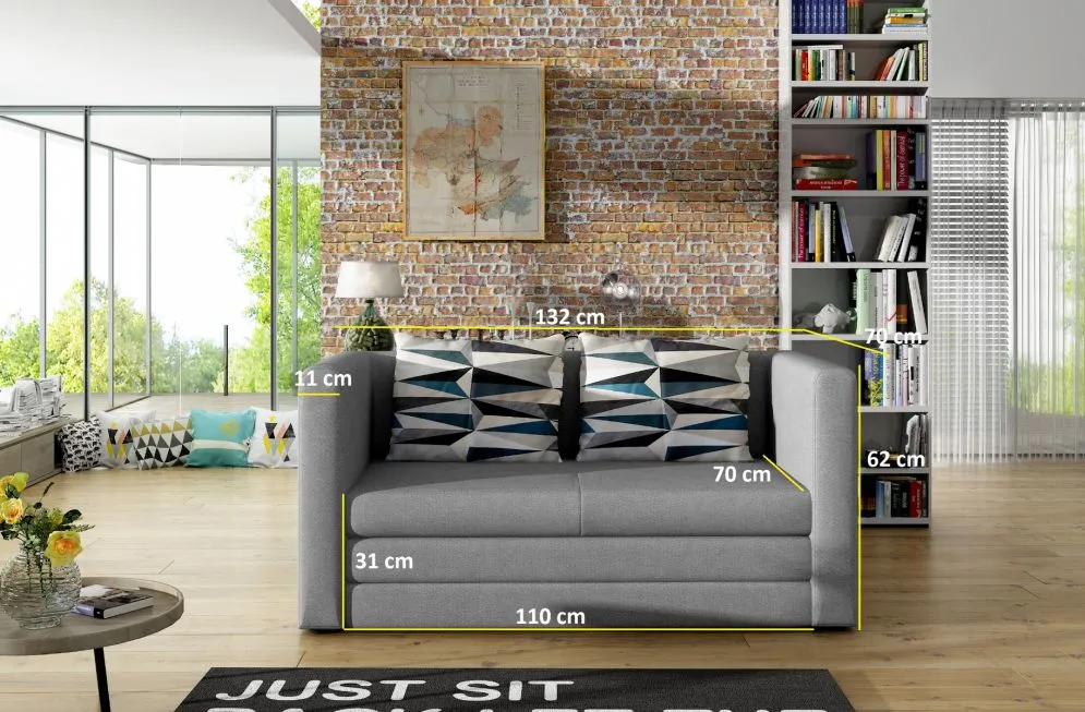 Sofa rozkładana z funkcją spania NEVA szara dla dziecka | MIRAT.