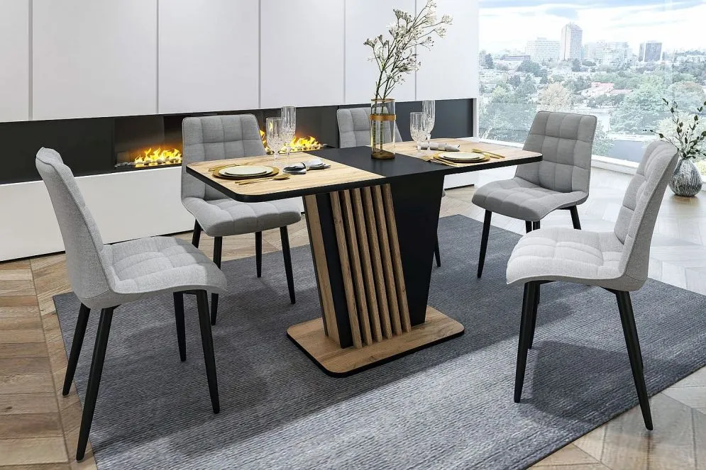 Stół rozkładany NEVIO 125(170)x75 dąb artisan/czarny do jadalni I sklep meblowy MIRAT. styl LOFT