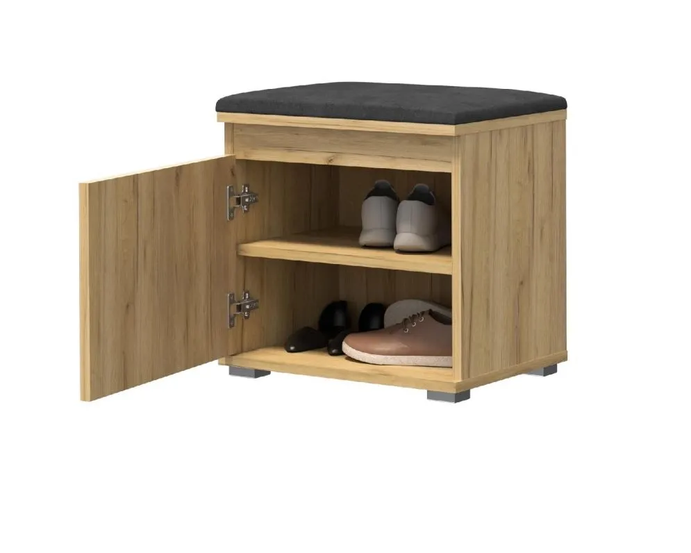 Szafka na buty z siedziskiem SINGAPUR 50 dąb craft/szara I sklep meblowy MIRAT. styl LOFT, SKANDYNAWSKI
