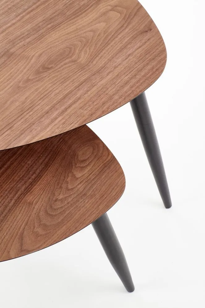 Zestaw 2 stolików kawowych NICEA 2 dąb/czarny na metalowych nogach | MIRAT. styl LOFT