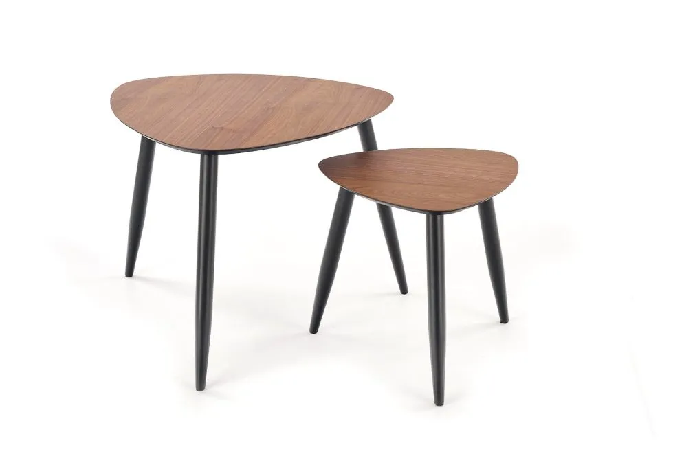 Zestaw 2 stolików kawowych NICEA 2 dąb/czarny na metalowych nogach | MIRAT. styl LOFT