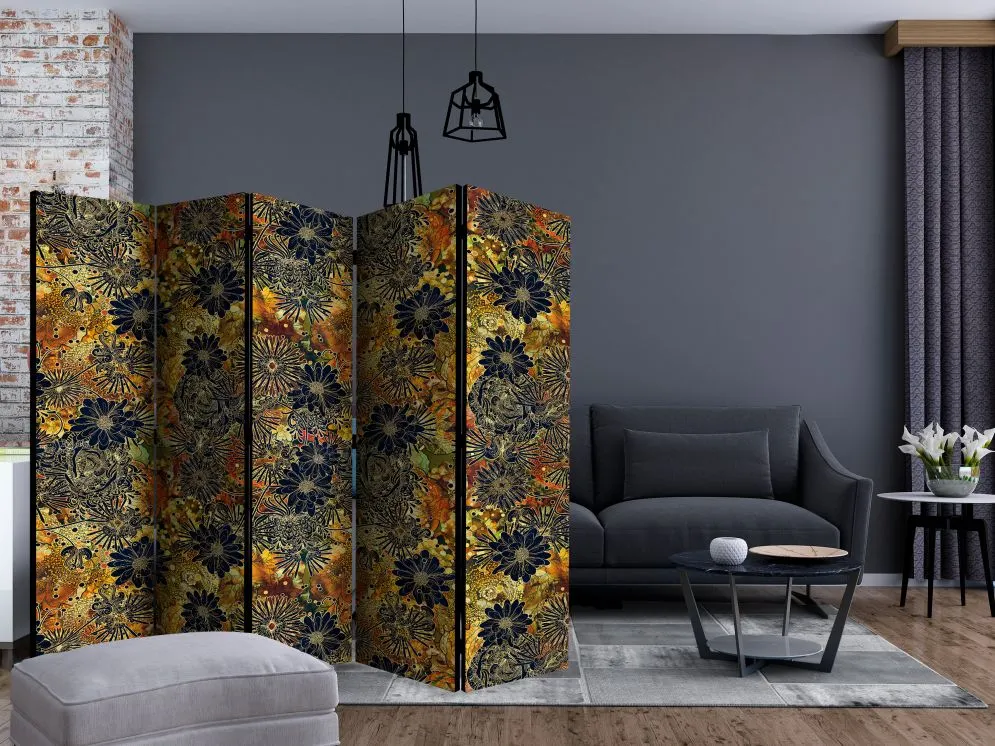Parawan jednostronny Tła i desenie 225x172 cm 5-częściowy zielony | MIRAT.