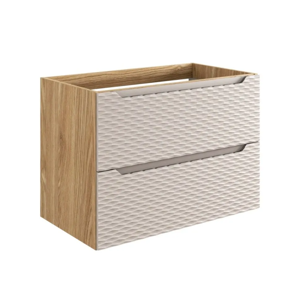 Szafka pod umywalkę OCEAN BEIGE 82-80-2S 80cm dąb olejowany/beżowa z frontami 3D I sklep meblowy MIRAT. styl GLAMOUR