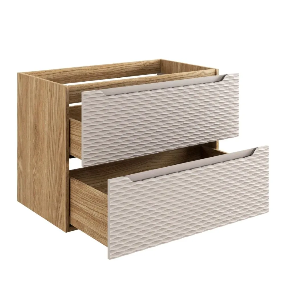 Szafka pod umywalkę OCEAN BEIGE 82-80-2S 80cm dąb olejowany/beżowa z frontami 3D I sklep meblowy MIRAT. styl GLAMOUR