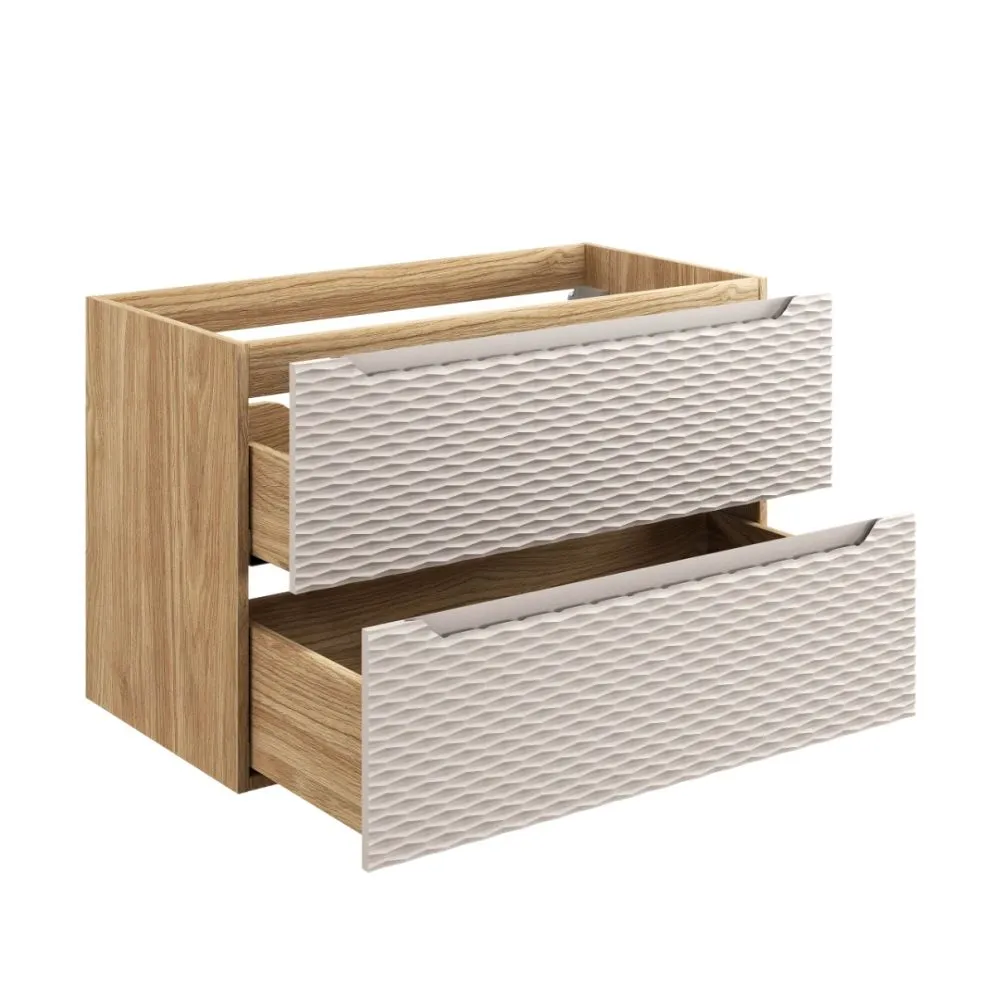 Szafka pod umywalkę OCEAN BEIGE 82-90-2S 90cm dąb olejowany/beżowa wisząca I sklep meblowy MIRAT. styl GLAMOUR