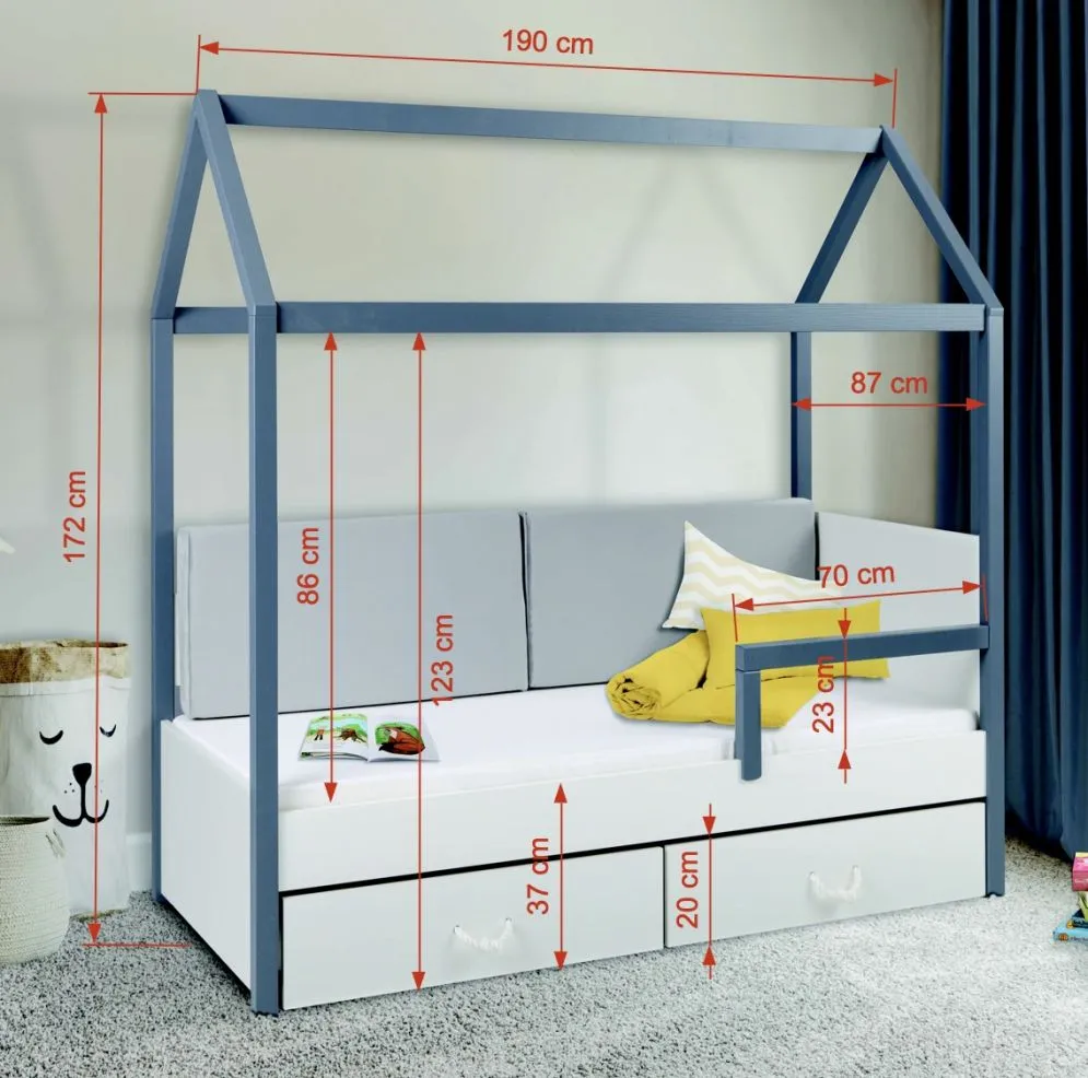 Łóżko domek BAJKAŁ 180x80 białe dla dzieci z szufladami | MIRAT. w stylu kolekcja