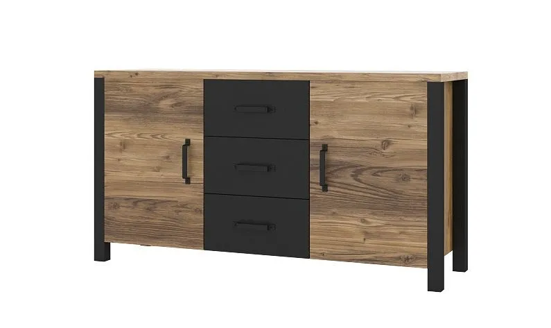 Komoda OLIN 2D3S appenzeller/czarna I sklep meblowy MIRAT. styl LOFT kolekcja OLIN
