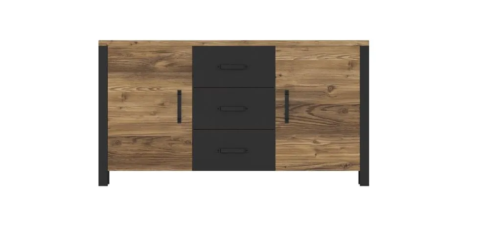 Komoda OLIN 2D3S appenzeller/czarna I sklep meblowy MIRAT. styl LOFT kolekcja OLIN