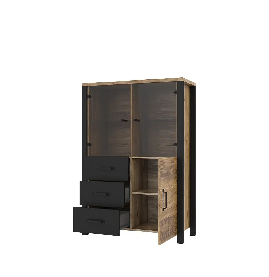 Witryna OLIN 3D3S appenzeller/czarna I sklep meblowy MIRAT. styl LOFT kolekcja OLIN