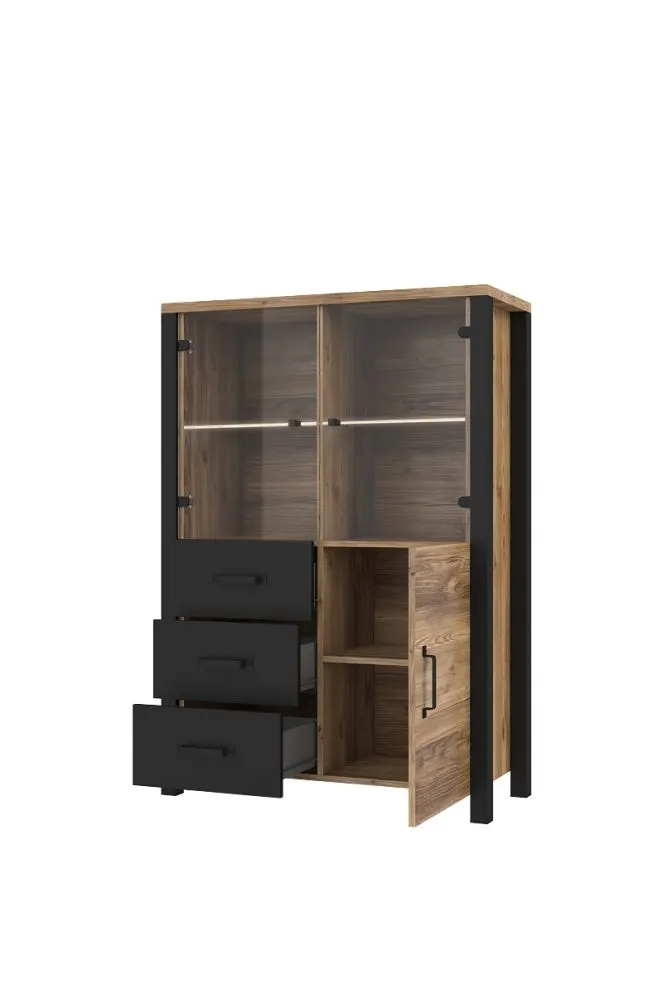 Witryna OLIN 3D3S appenzeller/czarna I sklep meblowy MIRAT. styl LOFT kolekcja OLIN