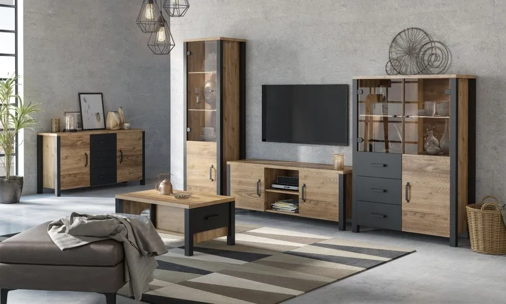 Stolik kawowy OLIN 90x56 z szufladą I sklep meblowy MIRAT. styl LOFT kolekcja OLIN