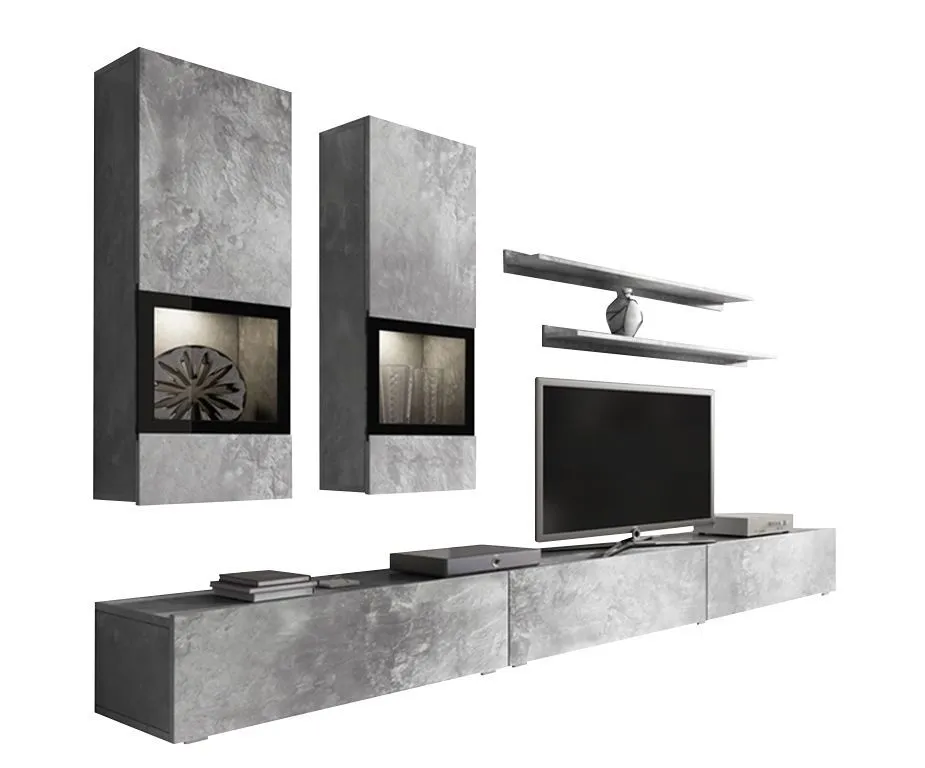 Meblościanka BAROS jasny beton HELVETIA | MIRAT. styl LOFT kolekcja BAROS