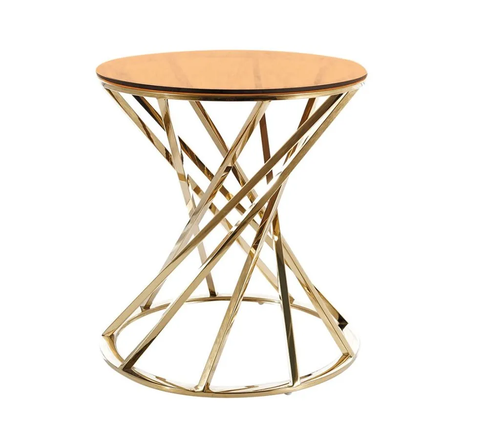 Ława OTTAVIA B 50x50 bursztynowa/złota do salonu elegancka | MIRAT. styl GLAMOUR