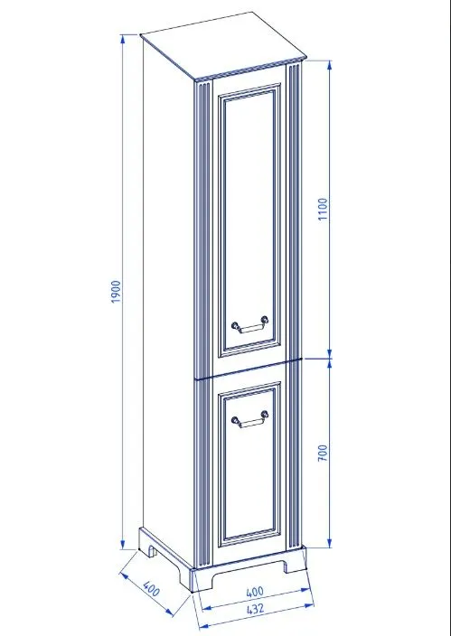Dwudrzwiowa szafka łazienkowa wysoka OXFORD 40 cm w kolorze starej bieli półmat | MIRAT  kolekcja OXFORD