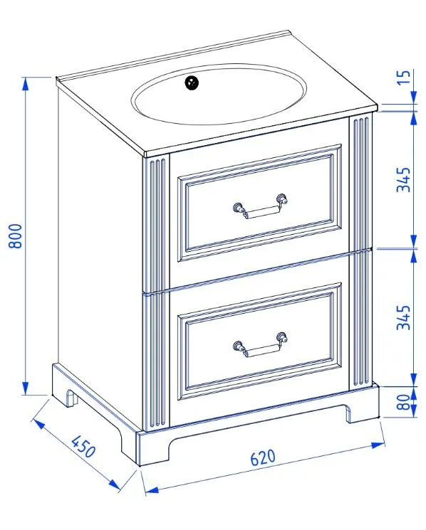 Szafka pod umywalkę OXFORD 60 cm w kolorze starej bieli półmat | MIRAT