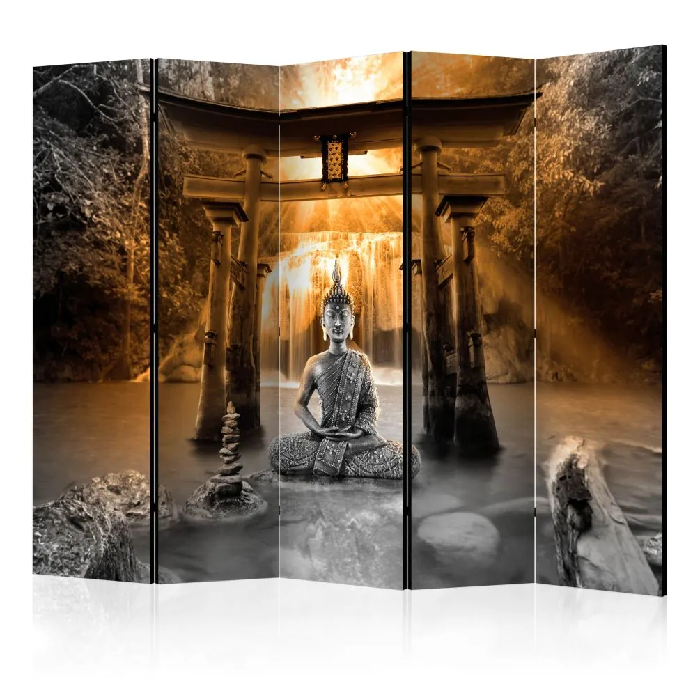 Parawan dwustronny Orient 225x172 cm 5-częściowy brązowy | MIRAT.