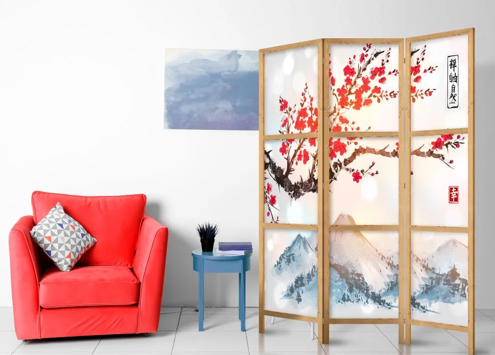 Parawan japoński Orient 135x172 cm 3-częściowy biały | MIRAT.
