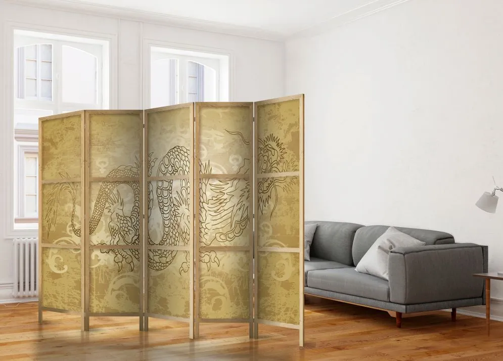 Parawan japoński Orient 225x172 cm 5-częściowy beżowy | MIRAT.