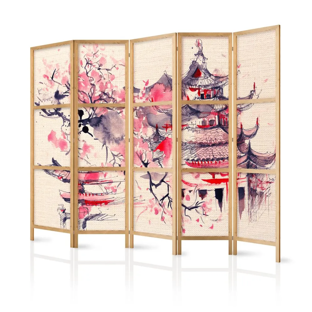 Parawan japoński Orient 225x172 cm 5-częściowy beżowy | MIRAT.