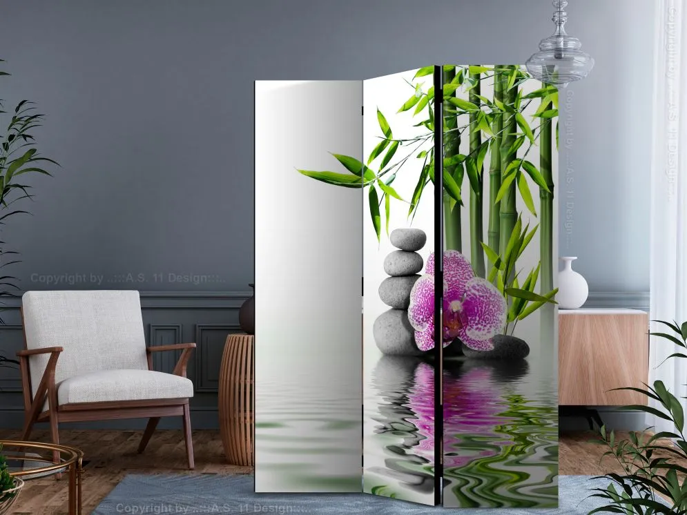 Parawan jednostronny Orient 135x172 cm 3-częściowy szary | MIRAT.