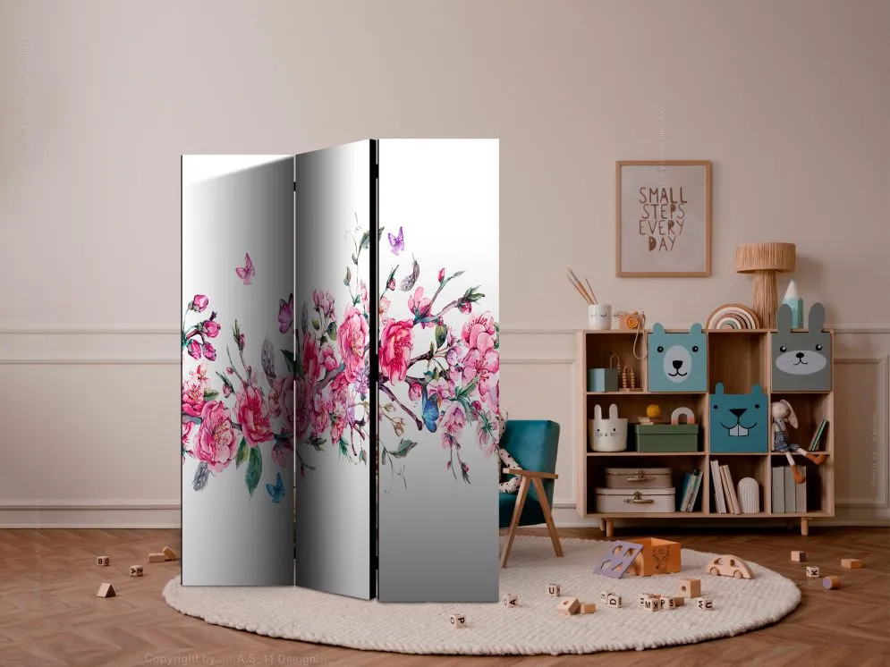 Parawan dwustronny Orient 135x172 cm 3-częściowy szary | MIRAT.
