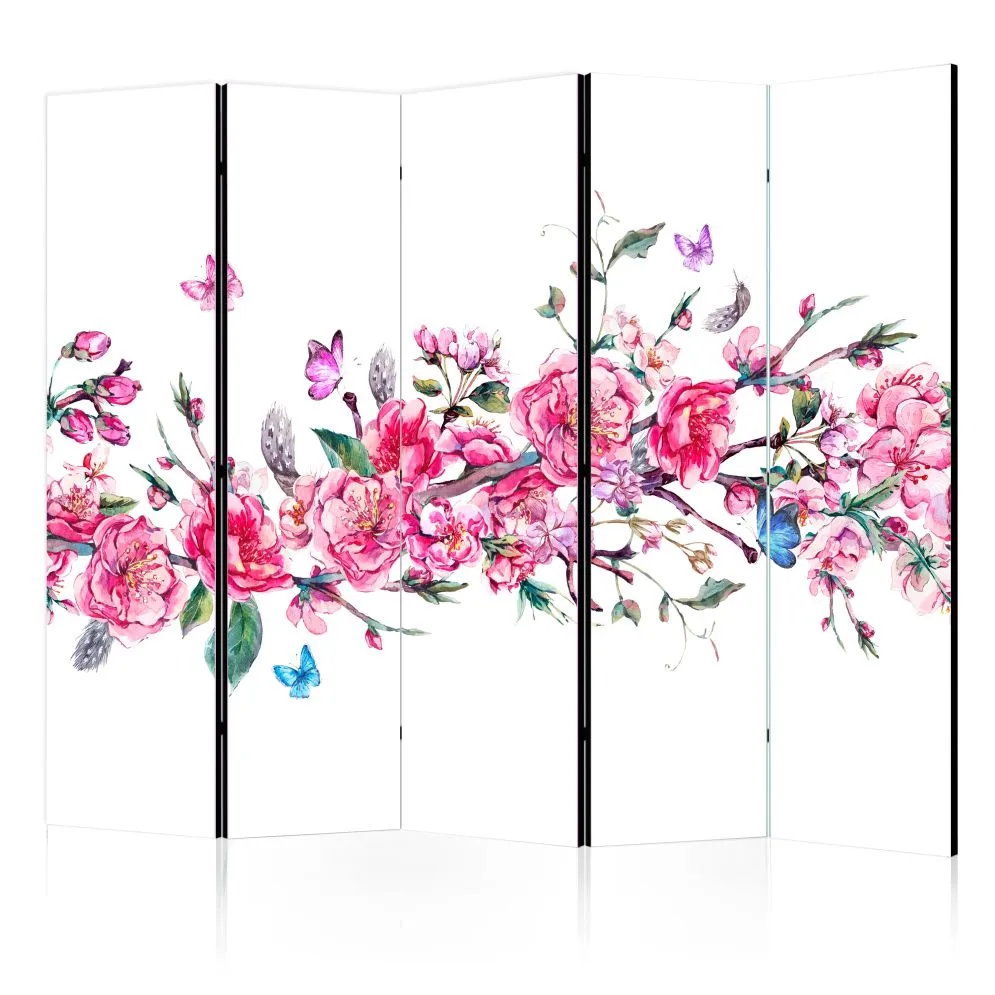Parawan dwustronny Orient 225x172 cm 5-częściowy szary | MIRAT.