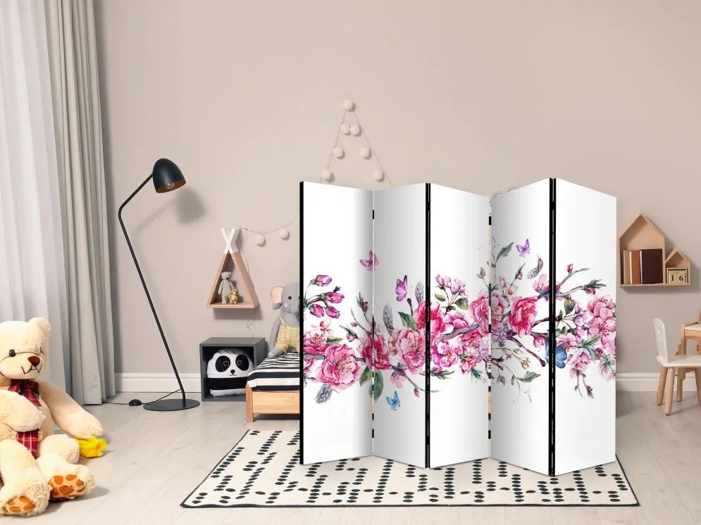 Parawan dwustronny Orient 225x172 cm 5-częściowy szary | MIRAT.