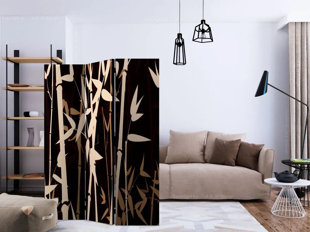 Parawan dwustronny Orient 135x172 cm 3-częściowy czarny | MIRAT.