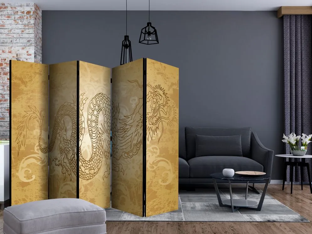 Parawan dwustronny Orient 225x172 cm 5-częściowy beżowy | MIRAT.