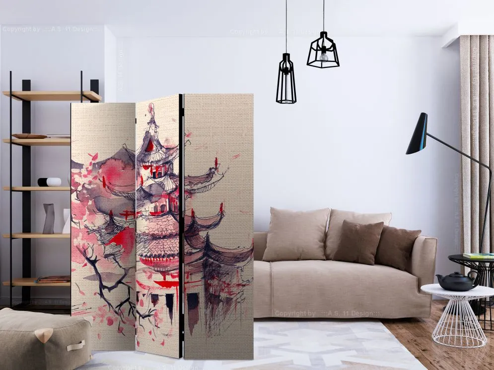 Parawan akustyczny Orient 135x172 cm 3-częściowy beżowy | MIRAT.