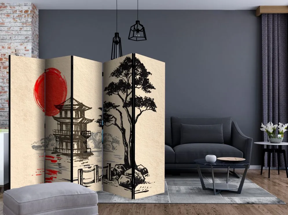 Parawan jednostronny Orient 225x172 cm 5-częściowy wielokolorowy | MIRAT.
