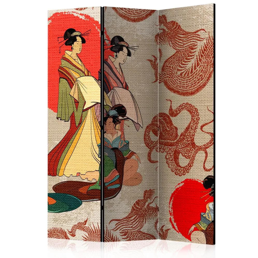 Parawan jednostronny Orient 135x172 cm 3-częściowy beżowy | MIRAT.
