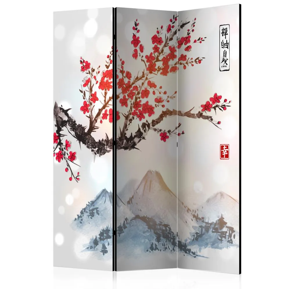 Parawan dwustronny Orient 135x172 cm 3-częściowy biały | MIRAT.