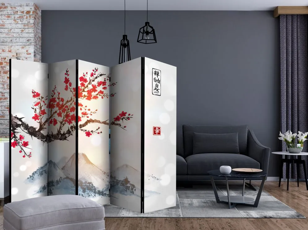 Parawan akustyczny Orient 225x172 cm 5-częściowy biały | MIRAT.