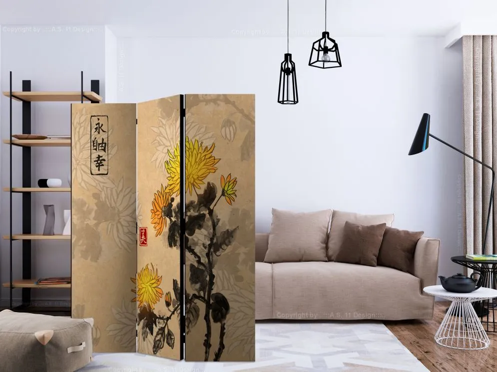 Parawan akustyczny Orient 135x172 cm 3-częściowy beżowy | MIRAT.