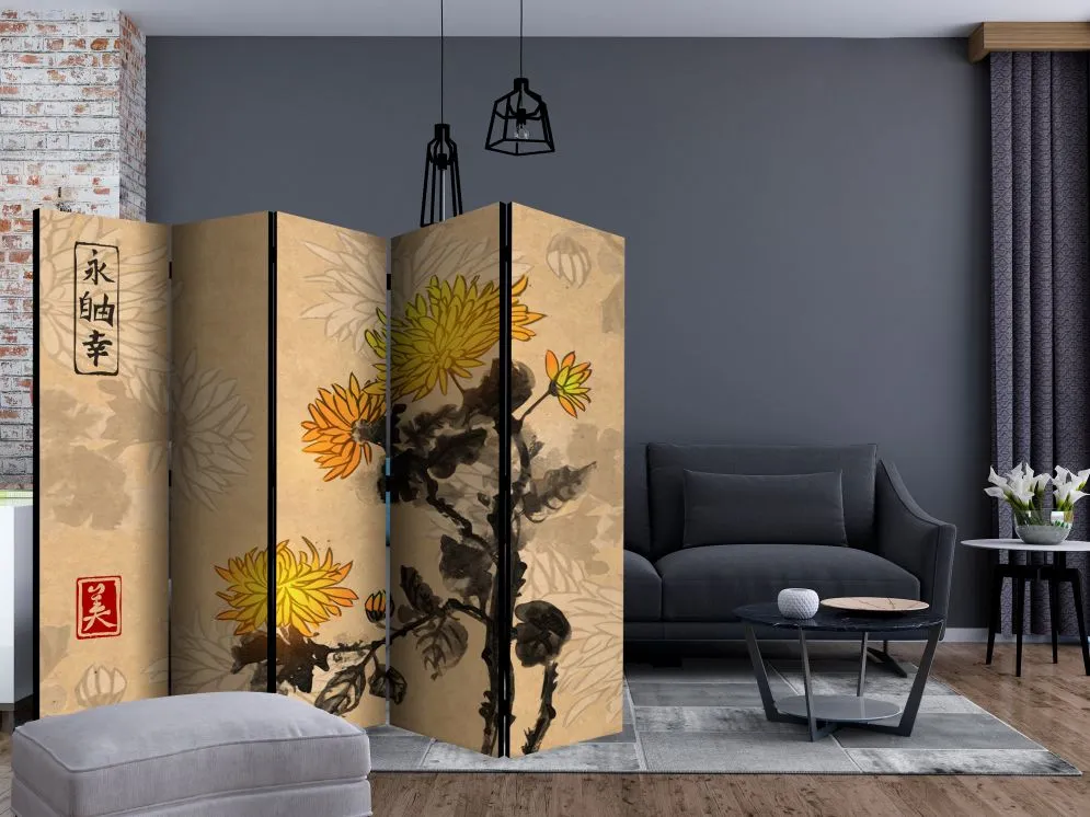 Parawan jednostronny Orient 225x172 cm 5-częściowy wielokolorowy | MIRAT.