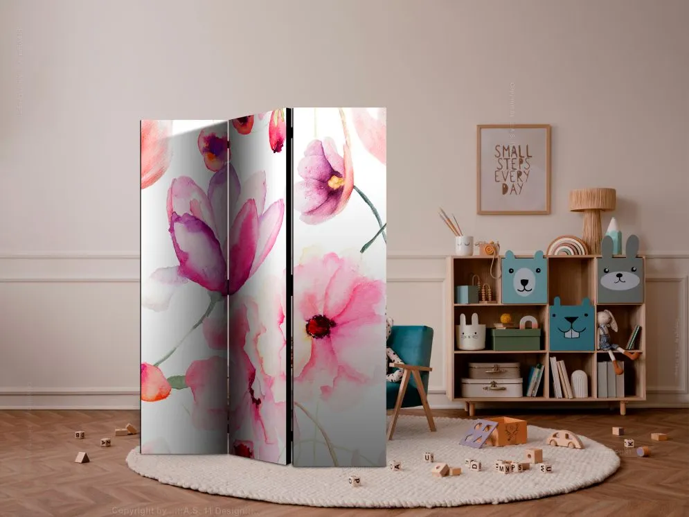 Parawan dwustronny Orient 135x172 cm 3-częściowy biały | MIRAT.
