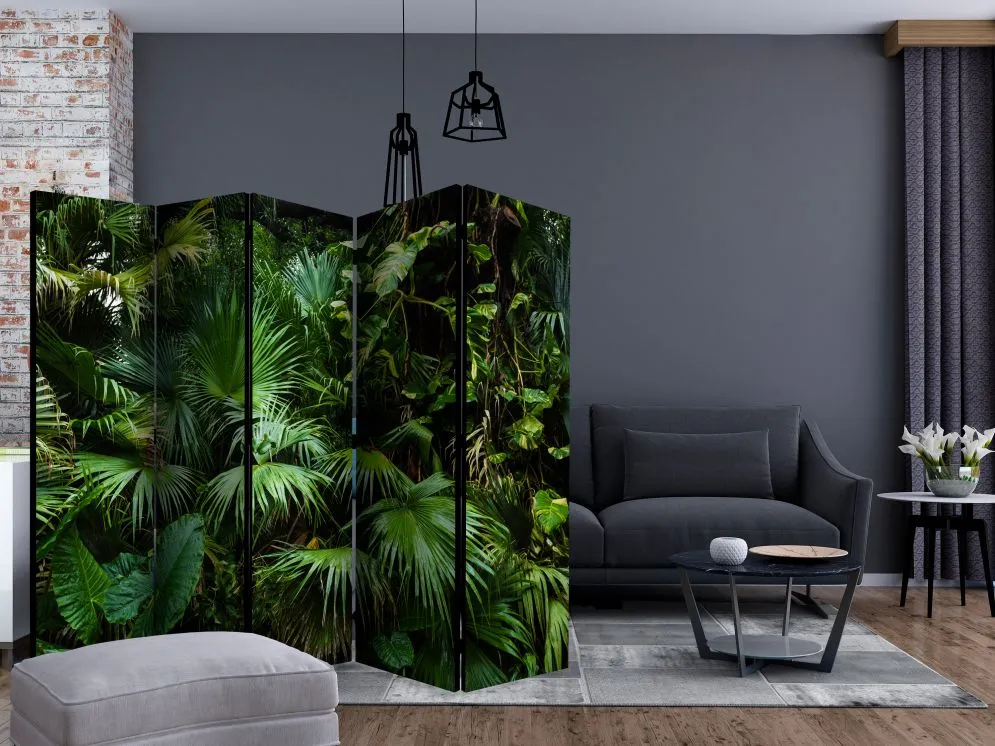 Parawan dwustronny Liście 225x172 cm 5-częściowy zielony | MIRAT.