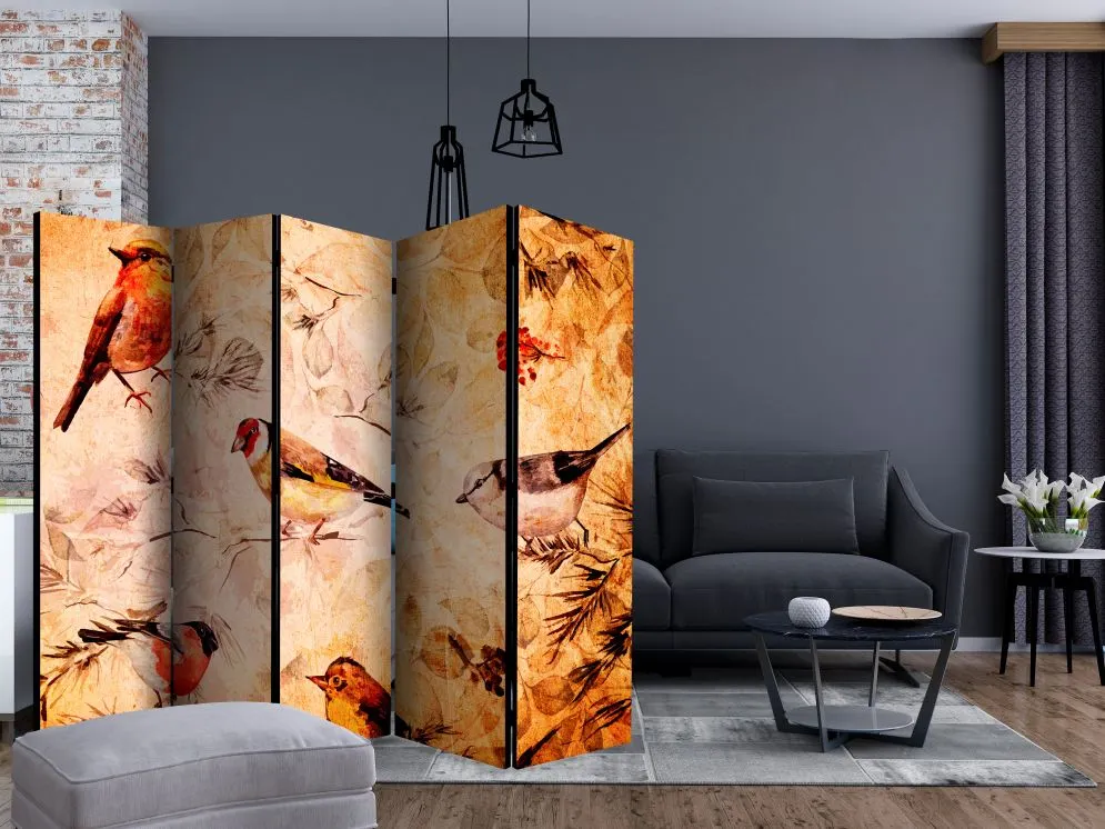 Parawan jednostronny Zwierzęta 225x172 cm 5-częściowy beżowy | MIRAT.