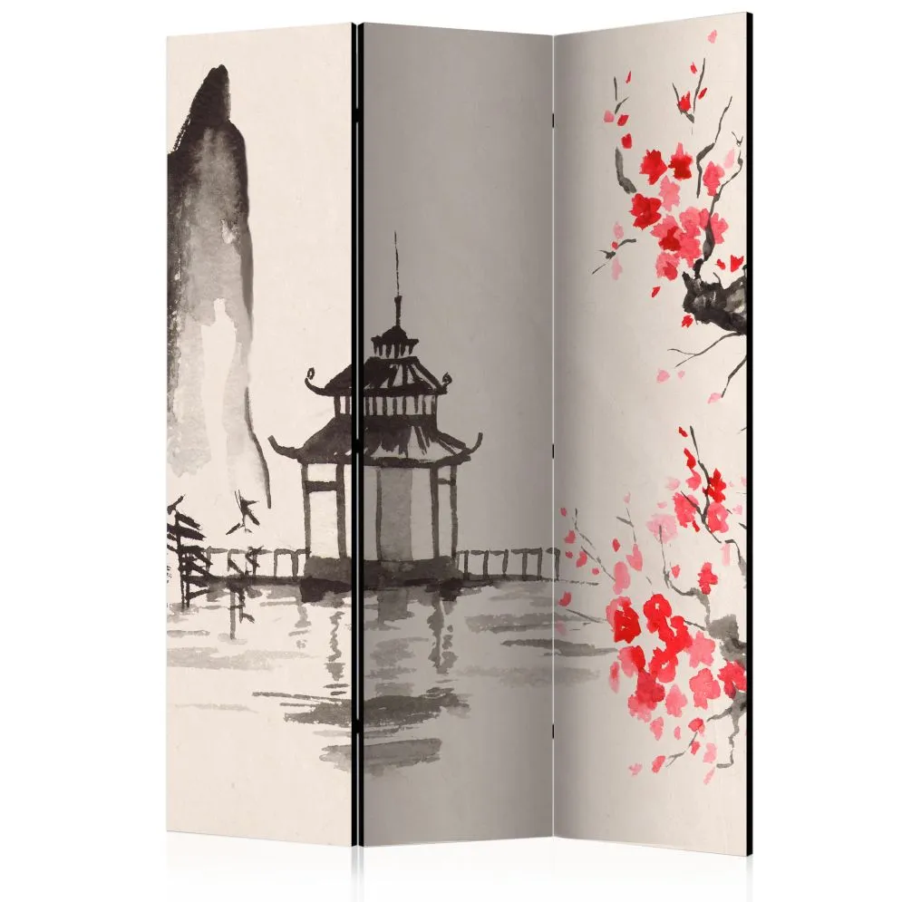 Parawan jednostronny Orient 135x172 cm 3-częściowy beżowy | MIRAT.