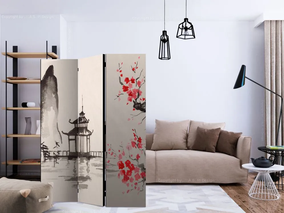 Parawan jednostronny Orient 135x172 cm 3-częściowy beżowy | MIRAT.
