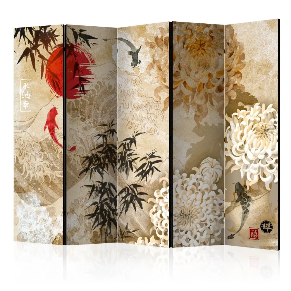 Parawan akustyczny Orient 225x172 cm 5-częściowy wielokolorowy | MIRAT.