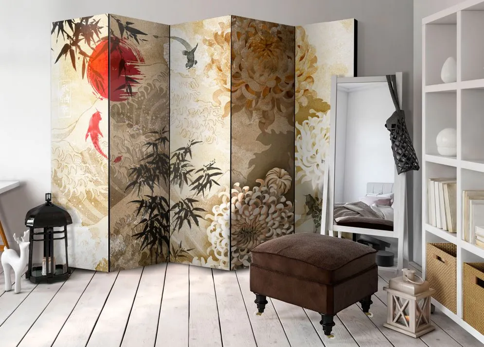 Parawan akustyczny Orient 225x172 cm 5-częściowy wielokolorowy | MIRAT.