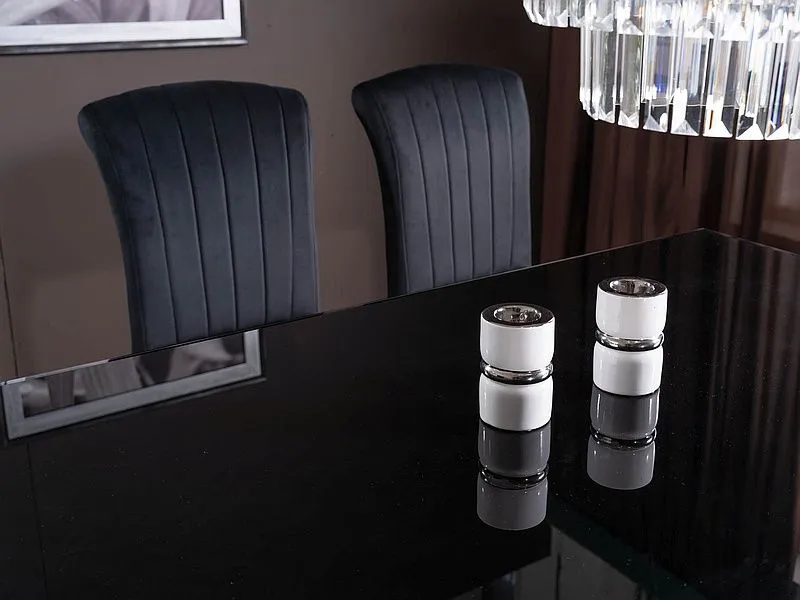 Stół PRINCE 150x90 czarny/chrom szklany w stylu glamour | MIRAT. styl GLAMOUR