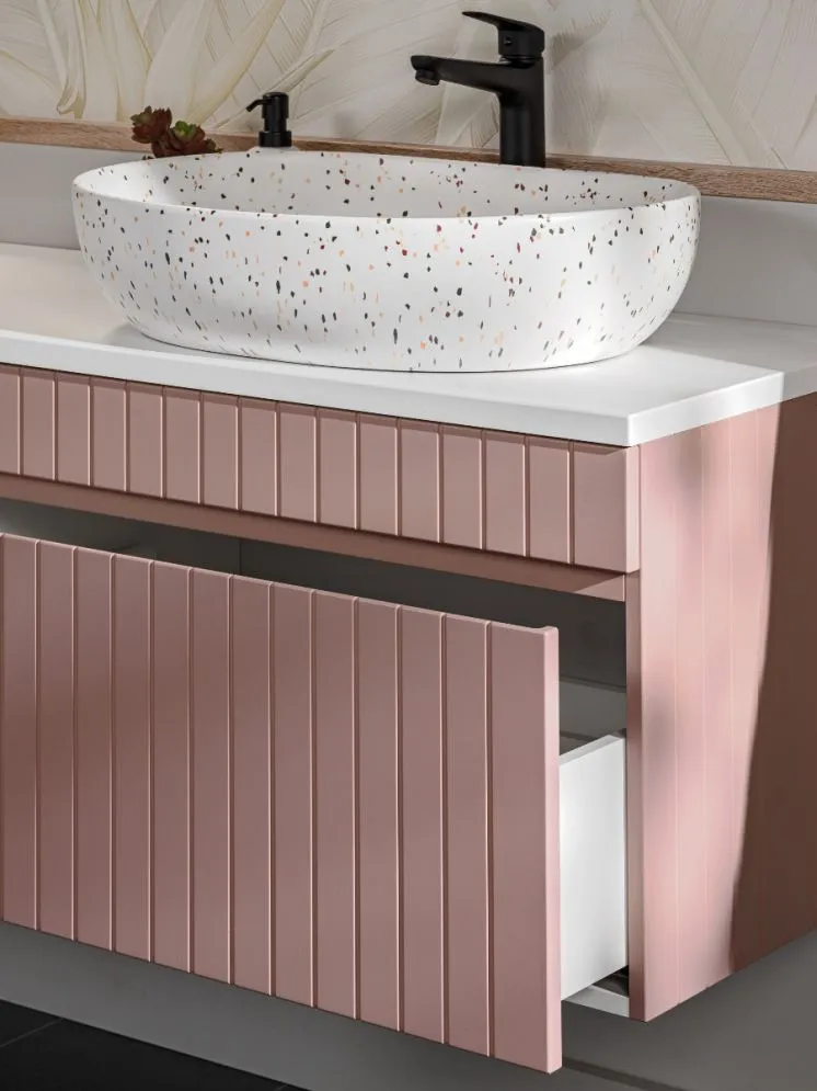 Szafka pod umywalkę ICONIC ROSE 82 60 cm różowa ryflowane fronty I sklep meblowy MIRAT. styl RYFLOWANY